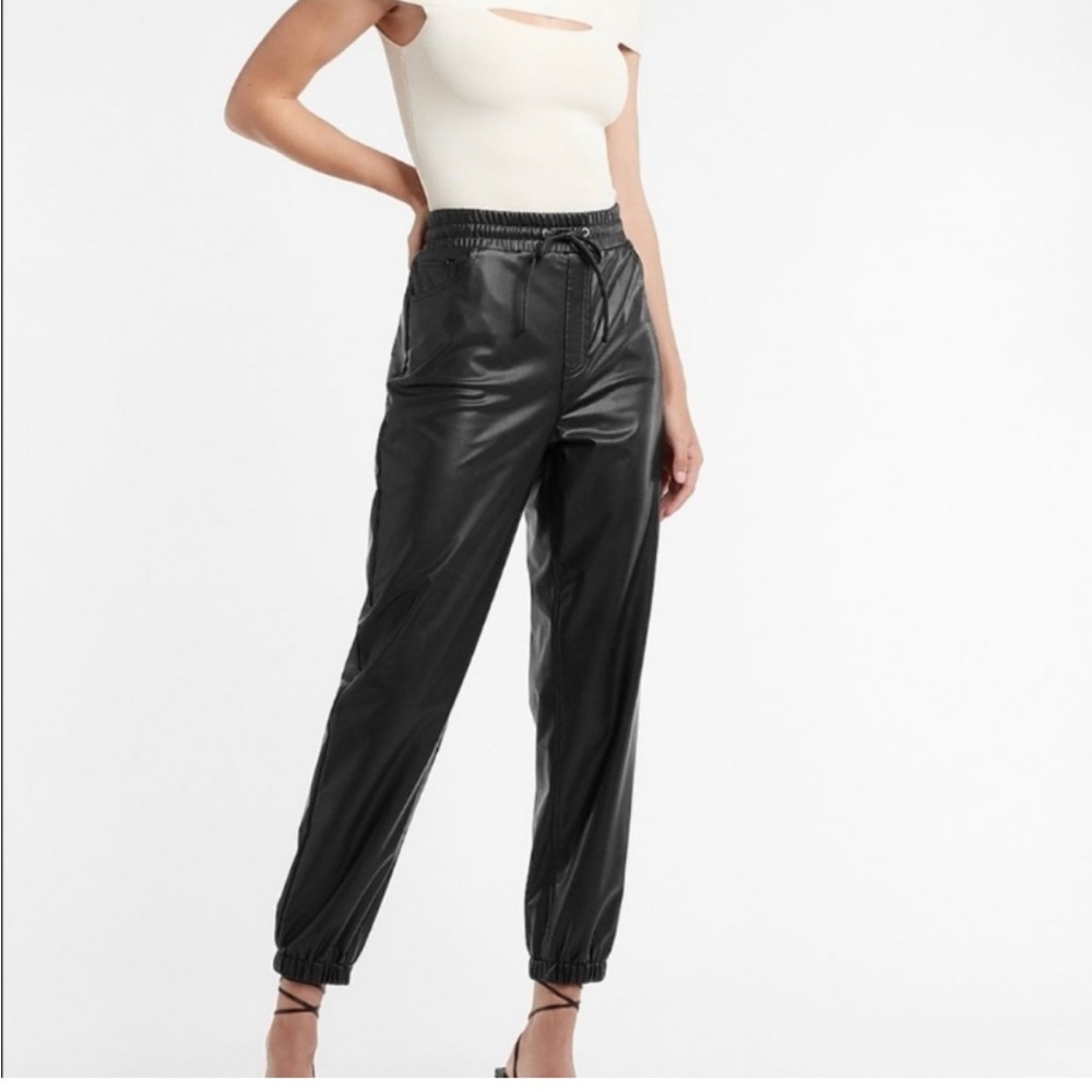 Express Faux Leather High Rise Joggers
